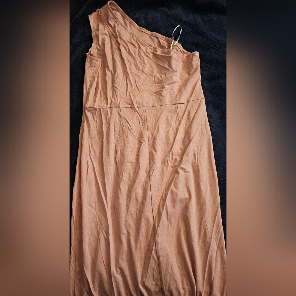 Elegant One-Shoulder Tan Dress